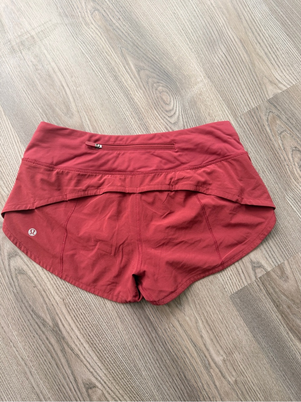 lululemon athletica Red Layered Run Shorts with Back Zip Pocket